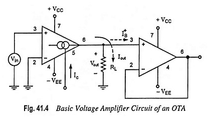 Circuito de amplificador de voltaje OTA